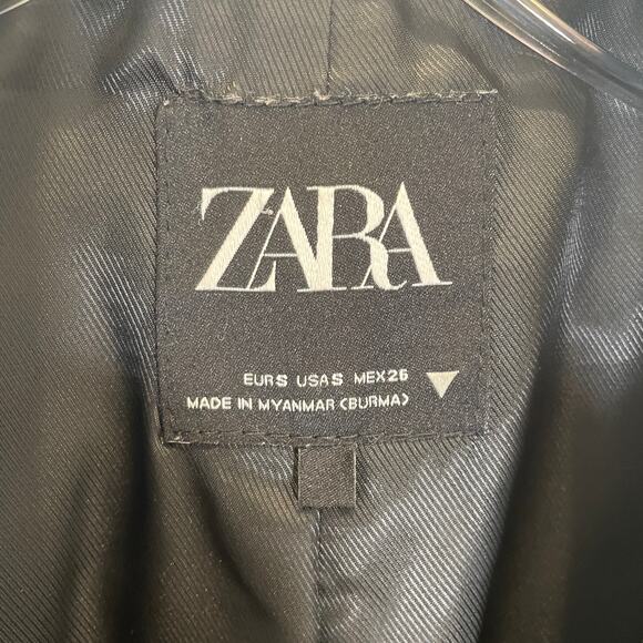 Zara Women's Blazer Jacket Black Wrap Two Button Double Breasted Career S - Picture 2 of 4
